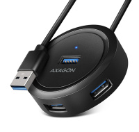 AXAGON HUE-P1A, 4x USB 3.2 Gen 1 ROUND hub, micro USB napájecí konektor, kabel USB-A 30cm