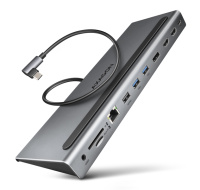 AXAGON HMC-4KX3 USB 5Gbps hub, 3x USB-A, 2x HDMI, DP, RJ-45 GLAN, SD/microSD, audio, PD 100W, kabel USB-C 40cm