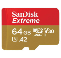 SanDisk micro SDXC karta 64GB Extreme Action Cams and Drones (170 MB/s Class 10, UHS-I U3 V30) + adaptér