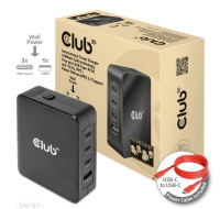 Club3D cestovní nabíječka 140W GaN technologie, 3xUSB-C, 1xUSB-A, PPS + PD 3.1 Support