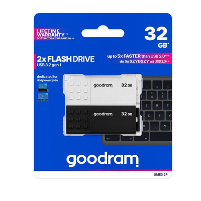 GOODRAM Flash Disk 2x32GB UME3, USB 3.0, bílá, černá