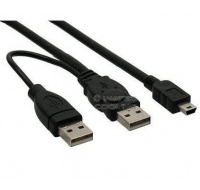 PREMIUMCORD Kabel USB 2.0 napájecí Y kabel A/M + A/M -- A/M mini 0.4m + 0.5m