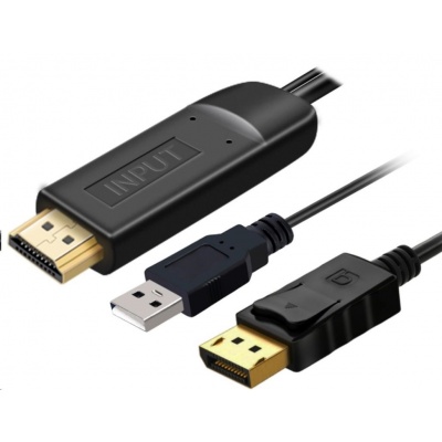 PremiumCord Kabel HDMI 2.0 na DisplayPort 1.2 pro rozlišení 4K@60Hz, 2m