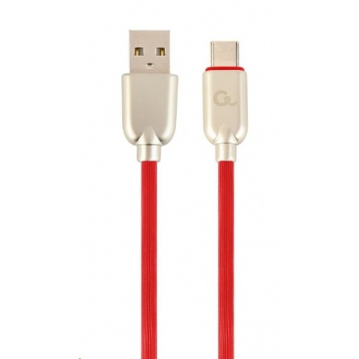 GEMBIRD Kabel USB 2.0 AM na Type-C kabel (AM/CM), 1m, pogumovaný, červený, blister, PREMIUM QUALITY