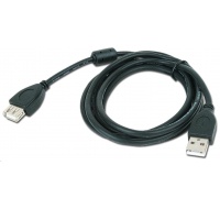 GEMBIRD Kabel USB 2.0 A-A prodlužovací 3m Premium (černý, ferit, zlacené kontakty)