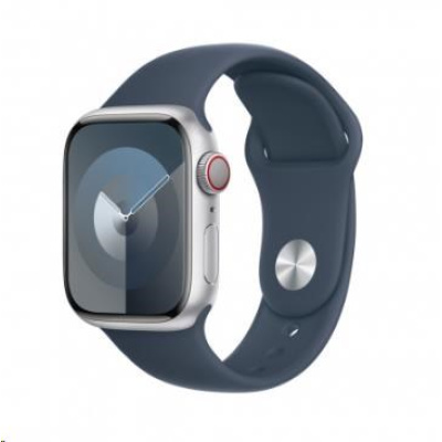 APPLE Watch Series 9 GPS + Cellular 41mm Silver Aluminium Case with Storm Blue Sport Band - S/M