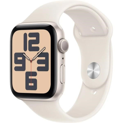 Apple Watch SE (2024) GPS 44mm Starlight Aluminium Case with Starlight Sport Band - S/M