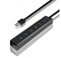 AXAGON HUE-SA7BP, 7x USB 3.0 ALU CHARGING hub, vč. AC adaptéru, kabel USB-A 40cm