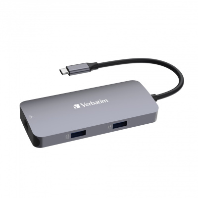 VERBATIM Hub USB-C Pro Multiport 5 Port, 2x USB 3.2, 1x USB-C, HDMI, RJ45, šedá