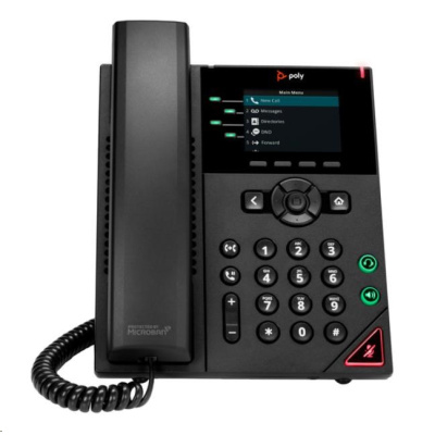 Poly VVX 250, 4linkový IP telefon, PoE