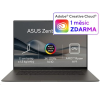 ASUS NTB Zenbook S (UM5606WA-OLED221X), AI9-HX370, 16" 2880 x 1800, 32GB, 1TB SSD, Radeon, W11 Pro, Gray