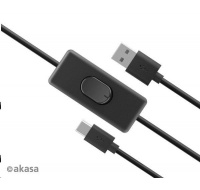 AKASA kabel USB-A 2.0 na USB-C, napájecí kabel se switchem (pro Raspberry Pi 4), 1.5m