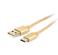 GEMBIRD Kabel USB na USB-C kabel (AM/CM), 1,8m, opletený, zlatý, blister