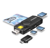 AXAGON CRE-SMP2A, USB-A PocketReader 4-slot čtečka Smart card (eObčanka) + SD/microSD/SIM