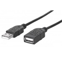 MANHATTAN Kabel USB 2.0 prodlužovací  A Male / A Female 1,8m černý