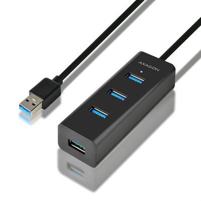 AXAGON HUE-S2BL, 4x USB 3.0 CHARGING hub, micro USB nap. konektor, kabel USB-A 1.2m