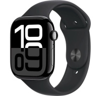 Apple Watch Series 10 GPS + Cellular 42mm Jet Black Aluminium Case with Black Sport Band - M/L