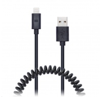 CONNECT IT Wirez Apple Lightning - USB spirálový flexibilní kabel, 1,2 m, černý