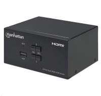 Manhattan HDMI přepínač, 2-Port Dual-Monitor HDMI KVM Switch, 4K@30Hz, černá